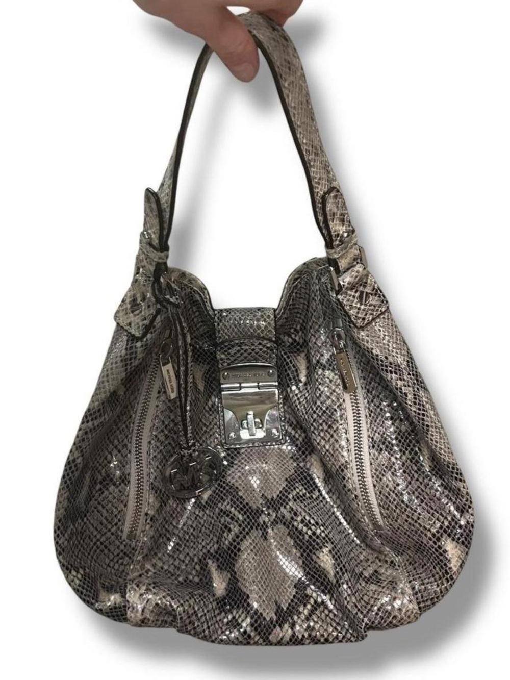 Michael Kors Snake-Print Leather Hobo Bag